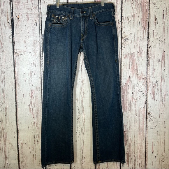 AUTHENTIC True Religion Denim Y2K Bootcut Logo USA Made Jeans Size 33 x 33 EUC - Picture 2 of 16